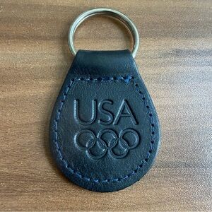 Vintage Roots Canada 2002 Salt Lake City USA Olympics Team Leather Keychain Navy